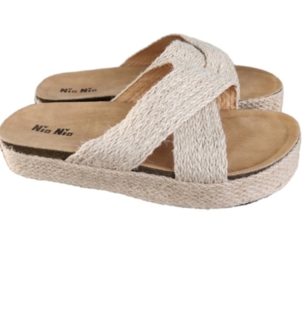Women's Tan Platform Slides - Picture 3 of 4